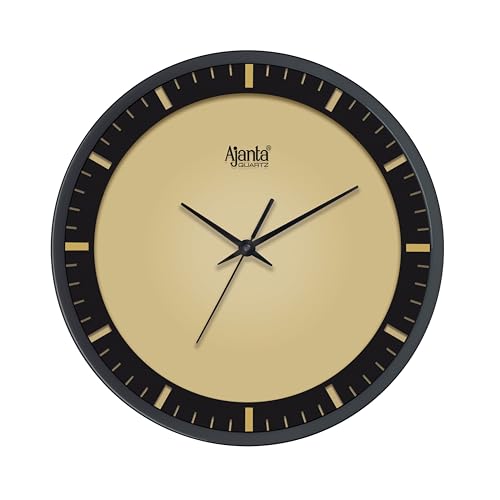 Image of Ajanta Luxury Golden Wall Clock 1007-12.8 Inch - Elegant Silent Sweep Quiet Mechanism - Modern Statement Decor