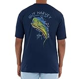 Guy Harvey Men's Scribble Mahi Short Sleeve Crew Neck T-Shirt, Estate Blue/Mahi, X-Large