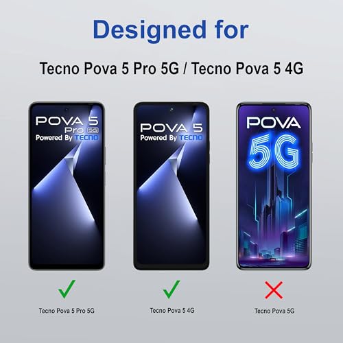 Image of ZAP CASE HD Plus Tempered Glass Screen Protector Compatible For Tecno Pova 5 Pro (Black) Edge To Edge Coverage With Easy Installation Kit
