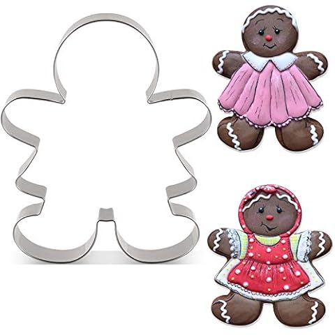 LILIAO Christmas Gingerbread Woman Cookie Cutter - 4 x 5 inches - Stainless Steel Cover
