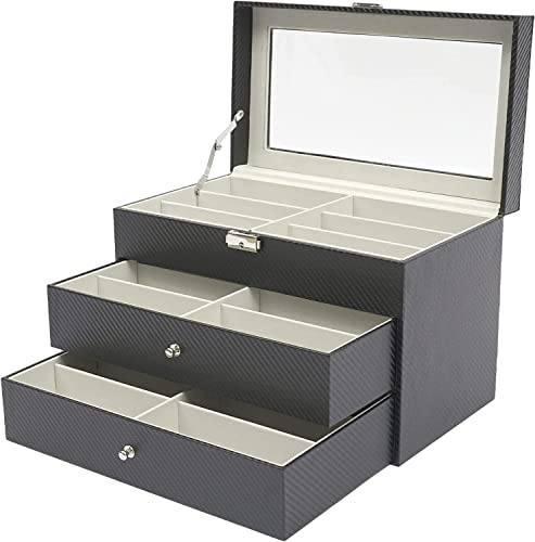 TOKEZO Sunglass Eyewear Goggles Storage Box Case Dubba Cover Organizer PU Leather Sunglass Box Organizer for Men and Women Sunglass Collection Box