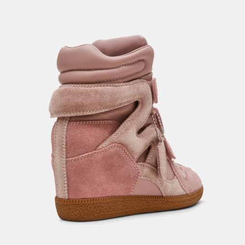 Image of Dsevht Hidden Wedge Sneakers for Women High Top Fashion Sneaker Suede High Heel Platform Tennis Triple Strappy Band Casual Vintage Dressy Comfy Campus Trendy Retro Sneaker