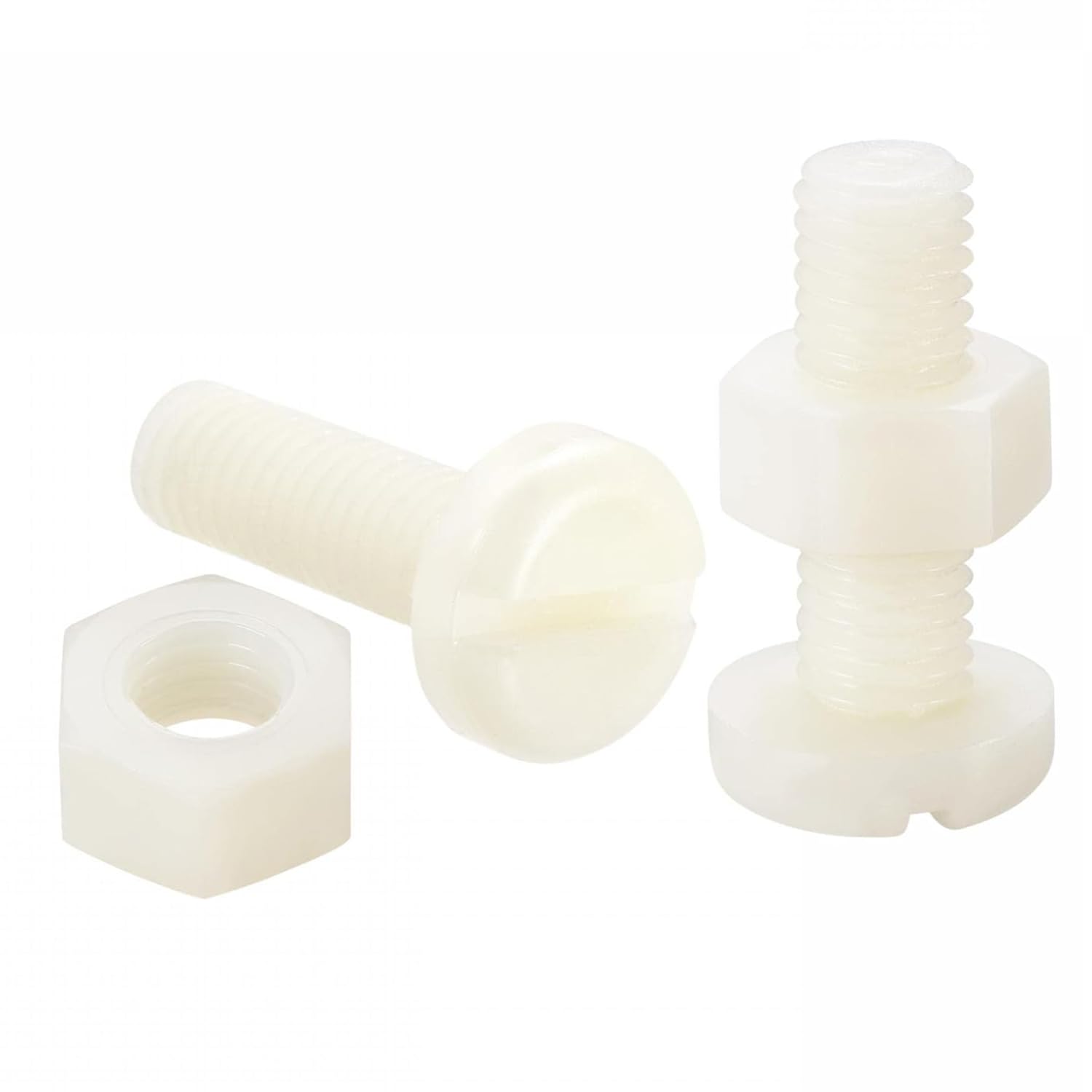 TA-VIGOR M8 x 25mm Nylon Plastic Nuts and Bolts, Slotted Pan Head, 20 Pairs