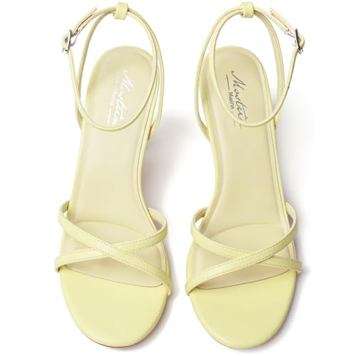 Image of Mostrin Strappy Heels for Women Ankle Strap Heels Women's Heeled Sandals for Party Prom Wedding