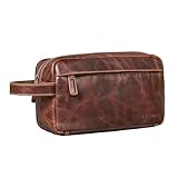STILORD 'Marbella' Beauty Case da Viaggio Donna Vera Pelle - Grande Pochette da Viaggio Uomo Cuoio Pochette Porta Trucchi Borsa Trucco Make Up Bag Beauty da Viaggio, Colore:salerno - marrone