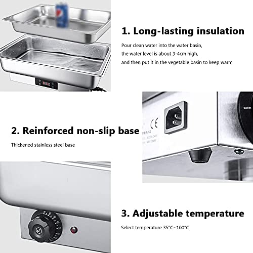 ZBQLKM Edelstahl-Buffet-Herd,Buffet-Wärmer,unabhängiger Flachdeckel-Self-Service-Holding-Herd mit Drehschaltern,ideal… – Bild 6