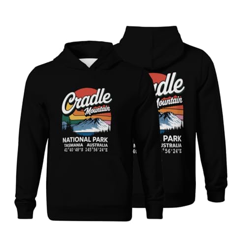 Kids Cradle Mountain National Park with GPS Tasmania Australia Boys Girls Lightweight Kangaroo Pocket Fleece Hoodies