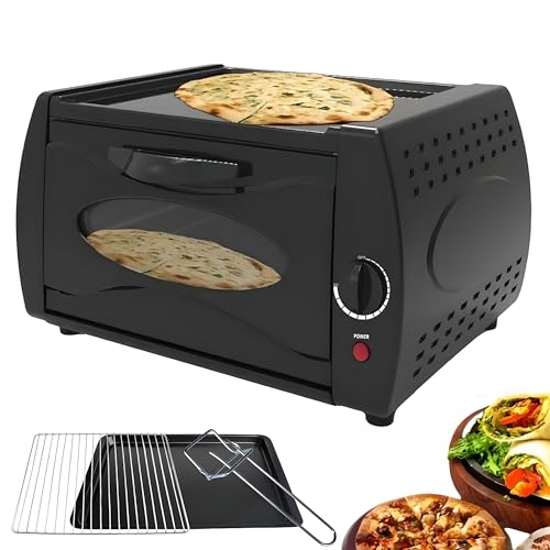 Tandoor Oven Mini - 12L Pizza Chapati Roti Lahmacun Naan - Máquina para hacer pan con bandeja para hornear y asa para electrodomésticos de cocina para llevar