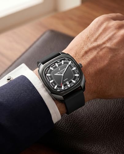 Image of Daniel Hechter Paris Marie Collection Analog Watch for Men with Square Dial, Date Display, Quartz Movement & Silicone Strap