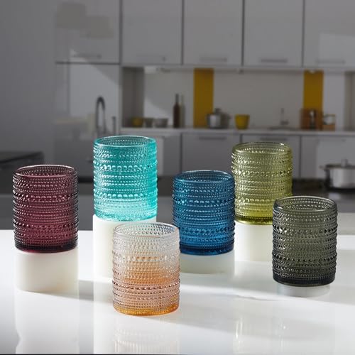 Image of SASASA Vintage Hobnail Bubble Glass Set | Drinking Glasses for Water, Juice, Cocktails | Set of 6, 300ml (11760)