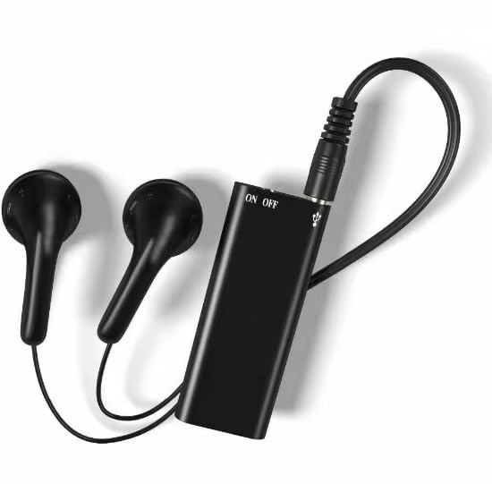 MP3 Player with Earphones, Portable Audio Device with REC Play Off Switch, Black Audio Recorder-image-3