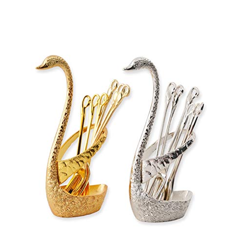 Set de table cygne avec fourchettes acier inoxydable pour salade fruit dessert