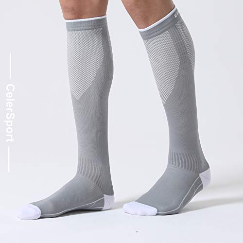 CelerSport 3 Pairs Compression Socks for Men and Women 20-30 mmHg Running Support Socks4