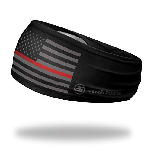 Suddora Thin Red Line Tapered Headband - for Honoring Firefighters and US Fire Department Suddora Thin Red Line Tapered Headband - for Honoring Firefighters and US Fire Department
