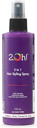 2.Oh! Italian 3-in-1 Hair Styling Spray | Heat Protectant | Volumizer | With Panthenol and Proteins | No Residue Shine Spr...