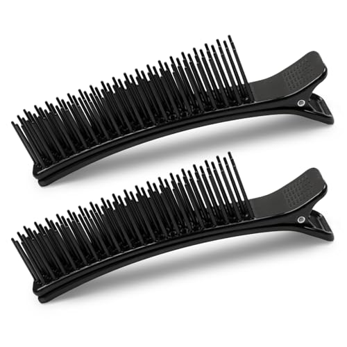 2-Pack Black Grip Hair Clips 5.7 x 1.37 Sectioning Clips for Styling Cutting & Coloring Professional Salon Tools for Men & Women