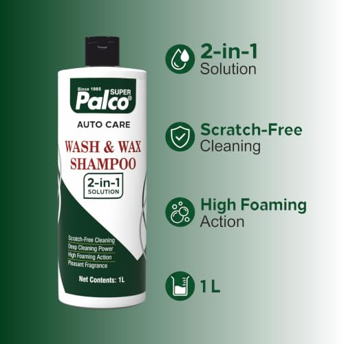 Image of PALCO Wash and Wax Car Shampoo 1L, pH Neutral Car Washing Shampoo
