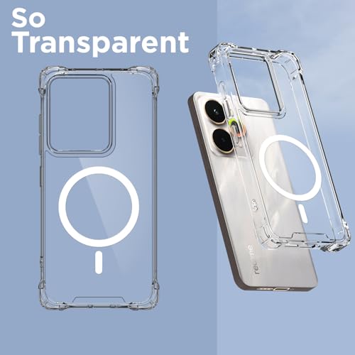 Image of Pikkme Back Cover for Realme 15 Pro 5G Mag-Safe Shockproof PC + TPU Protective Case Magnetic Support Bumper Case (Transparent Mag-Safe)