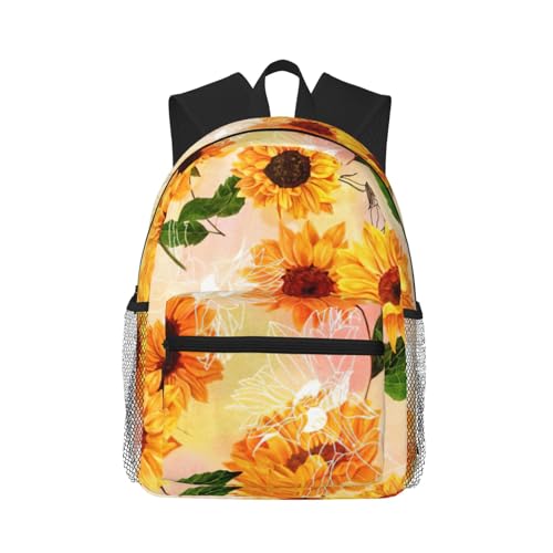 Sac à dos classique de voyage imprimé tournesol pour étudiants et travailleurs