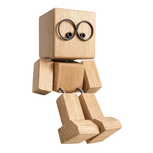 DXPETA Wooden Figure That Sways, Shaking Wooden Man for Car Dashboard, Fun Office Desk Decor, Handmade Man Figurine, Creative Gift for Car Lovers