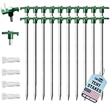 Eurmax USA Galvanized Non-Rust Camping Family Tent Pop Up Tent Stakes Ice Tools Heavy Duty 20pc-Pack, with 4x10ft Ropes & 1 Green Stopper