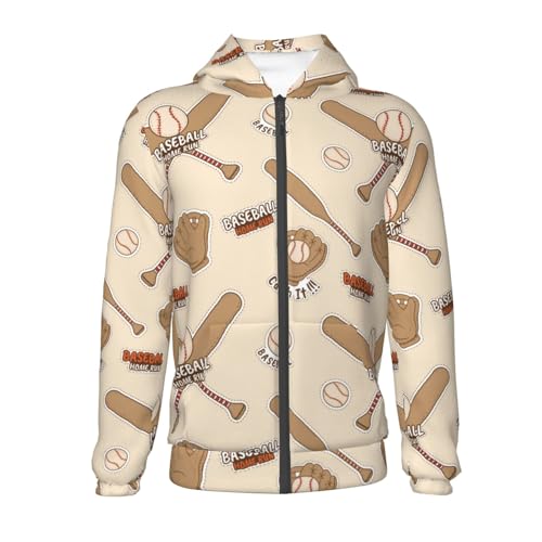 Hand Drawn Baseball Kid Hoodies Boys Zip Up Sweatshirts Girls Pullover with Pocket2