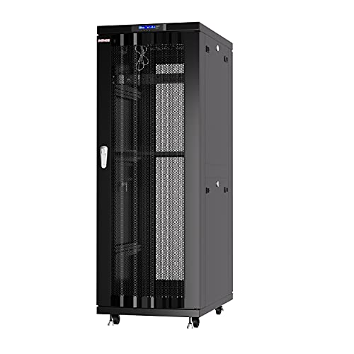 Image of Sysracks 37U Server Rack Cabinet, 39 inch Deep, Mesh Door, 19-Inch | 35 inch rail depth, 4 fans, PDU, shelf, mounting hardware, 1600 lb capacity