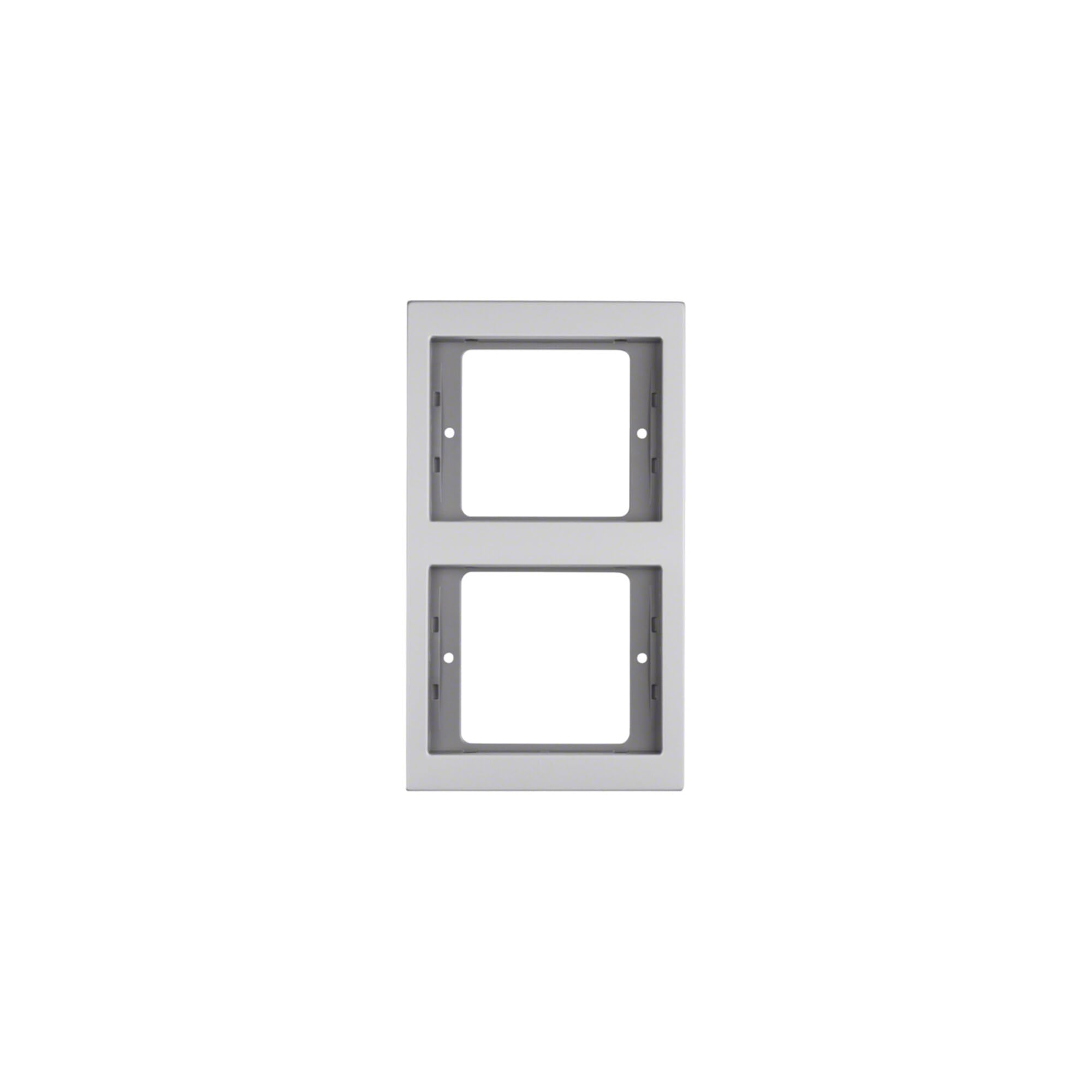 Cadre 2 postes vertical Hager K5 aluminium pour aligner deux prises