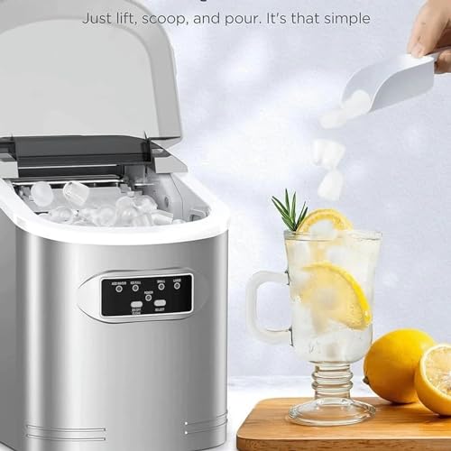 Máquina fabricadora de hielo de mostrador, 26 libras en 24 horas, 9 cubos listos en 6 minutos, con función de autolimpieza miniatura 3
