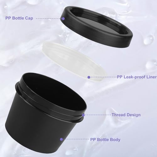 Travel Containers for Toiletries 3.4oz 9 Pack TSA Approved Plastic Cream Jars Wide-mouth Cosmetic Pot Jars with Lids Leak Proof Travel Size Containers for Makeup Face Cream(Black)4