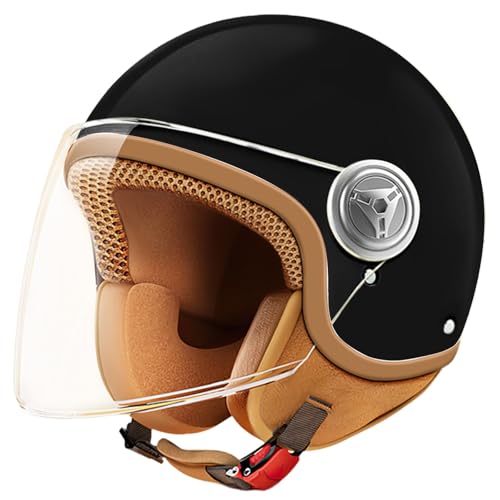 DOT Approved Kids 3/4 Open Face Motorcycle Helmet Retro Vintage Lightweight Helmets for Boys & Girls 3-15 Years Old Electric Scooter Helmet Fits Dirt Bike Moped ATV Go Kart 4 Wheeler(Black)