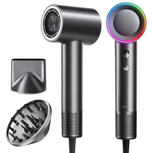 Image of High-Speed Hair Dryer, 160,000 RPM Brushless Motor for Ultra-Fast Drying, 500M Ionic Negative for Frizz Reduce, Low Noise Thermo-Control Blow Dryer with Diffuser for Curly Hair Women and Men,Grey