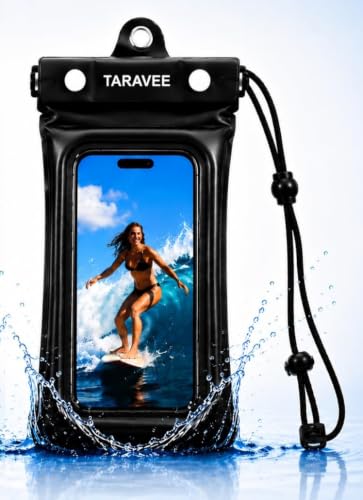 Image of Waterproof Phone Pouch, IPX8 Universal Waterproof Phone Case Dry Bag with Lanyard for iPhone 14 13 12 11 Pro Max XR X XS SE 8 Plus Samsung S23 S22 Ultra S21 S10 S9 (Black- Floting)