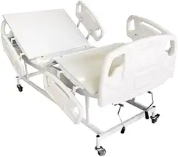 Cama Hospitalar Manual 2 Manivelas com Altura fixa do Leito e 6 posições Grades Luxo