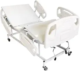 Cama Hospitalar Manual 2 Manivelas com Altura fixa do Leito e 6 posições Grades Luxo