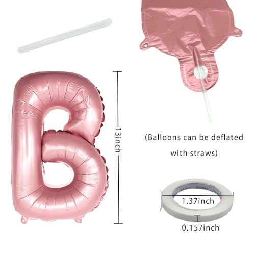 Image of Pink Happy Birthday Balloon Banner Set -16 Inch Foil Letters Balloons, Reusable Birthday Decorations and Party Supplies, Suitable for Men and Women's Birthday Decorations,Party Backdrop