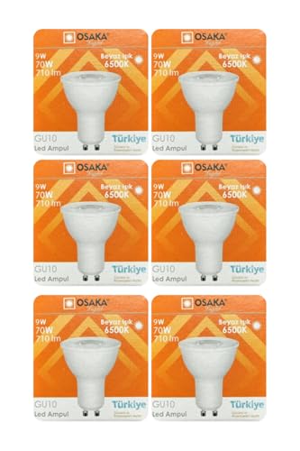 9W (70W) Beyaz Işık (6500K) GU10 Led Çanak Ampul, 6 Adet