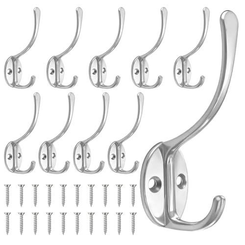 10 Pack Wall-Mounted Heavy Duty Coat Hooks