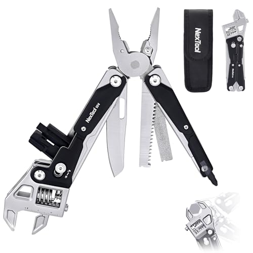 NexTool W4 アジャスタブルラチェットマルチツール、11-in-1 折り畳み式EDCツール、ペンチ、ナイフ、のこぎり、ドライバー、キャンプ、ハイキング、DIY&ギフト用マルチツール(男性/ガジェット愛好家)