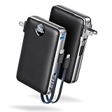 50000 mAh Portable Charger with Built in Cable & Wall Plug, Power Bank, 4 Outputs, 22.5W Fast Charging, Travel Essential Battery Pack with LED Display for iPhone 17/16/15/14 Series, Samsung, iPad