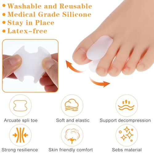Image of Gjinxi 12 Pack Gel Toe Spacers, Toe Separators for Women Men Bunion Corrector Toe Spreaders Soft Toe Straightener for Crooked Toes, Overlapping Toes, Hammertoe Correction(6L+6S)