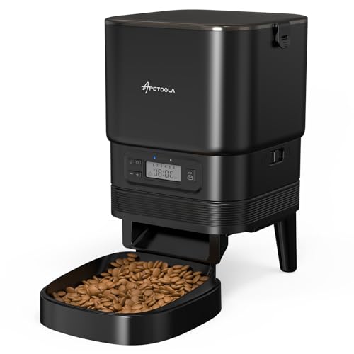 APETDOLA Comedero Gato Automatico, 5L Dispensador Comida Gatos con Temporizador Programable, Dispensador Comida Perros con 1-6 Comidas al Día (Negro)
