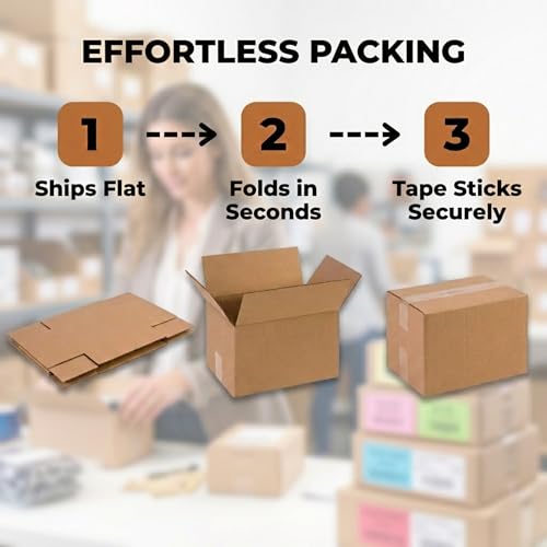 Image of BOX USA Small Shipping Boxes 12 inchL x 8 inchW x 6 inchH (25-Pack) - Corrugated Cardboard Box for Moving, Mailing, Packing, Packaging and Storage