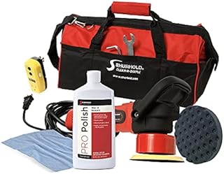 Shurhold 3101 Dual Action Random Orbital Car Boat Buffer Polisher Starter Kit with 16oz Pro Polish Wax & Sealant, 6.5” Foam Pad, Microfiber Towel, and Carrying Bag , Red