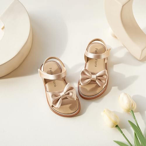 Image of Felix & Flora Toddler Girl Sandals - Little Girl Easter Dress Shoes Lightweight Open Toe Beach Holiday Flats