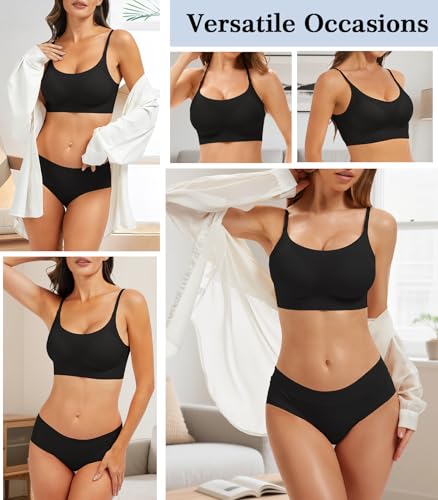 Image of Seamless Low Back Bra Wireless Padded Bralette Thin Straps Comfort Halter Backless Cross Multiway Convertible Bras