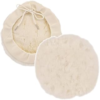 TCP Global Premium 7 Inch Wool Buffing Pads (2 Pack) - 100% Natural Wool Buffer Pads, Polishing Pad for Car Detailing - 1 Inch Thick Pile, Tie-On Bonnet Buffing Pad for Orbital Buffer