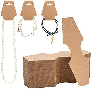200PCS Blank Kraft Paper Jewelry Necklace Bracelet Earrings Hair Tie Display Hanging Cards Price Tags with Hole (Brown)