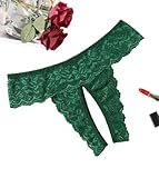 Avidlove Sexy Panties for Women Lace Cheeky Underwear Sheer Thong Low Rise Panty Green XL
