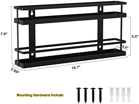 MEIQIHOME 4 Tier Spice Rack Organizer, Spice Shelf Storage Holder for Kitchen Cabinet Pantry Door Wall Mount, Countertop, Black